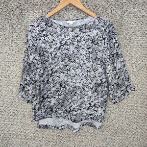 J Jill Pure Jill Top Womens SP Petite Small Black Scoop‎ Neck Blouse Casual